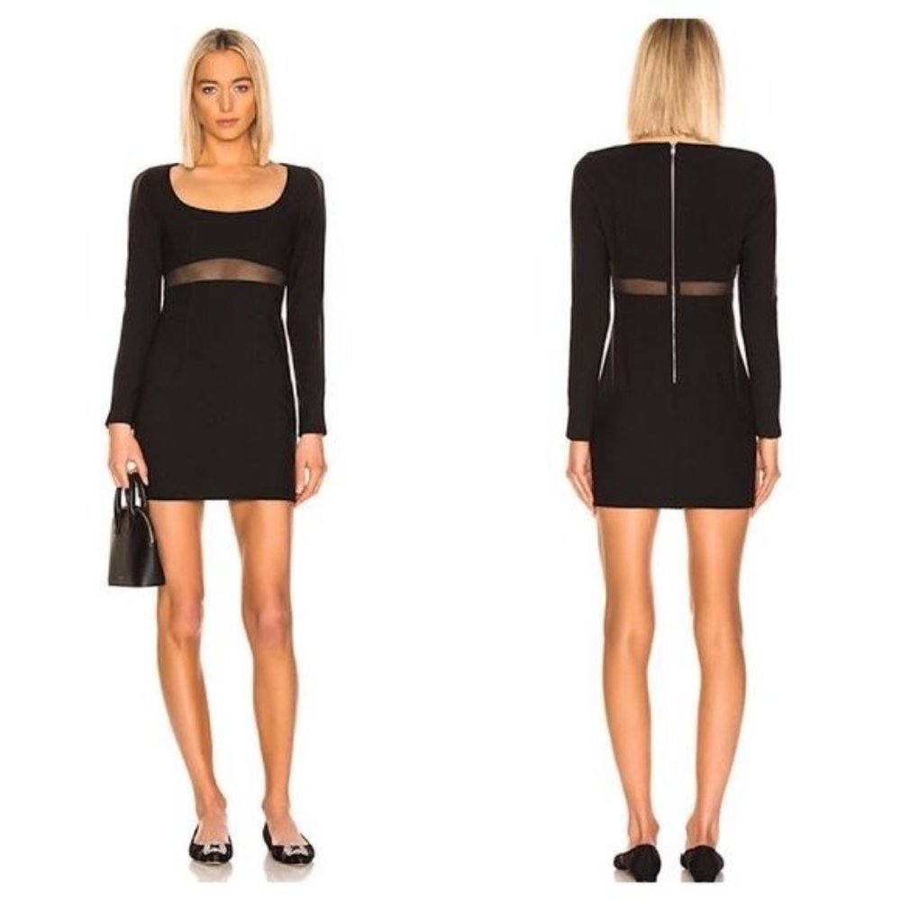 NWT Cinq a Sept Celia Black Mesh Bodycon Dress Size 6